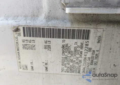 2009 Nissan Altima 2.5 S из США, поврежденный, VIN 1N4AL21E89N412285